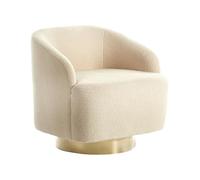 Beliani Fauteuil Courbé Design Glam Art Déco Base Dorée Pivotante 360° Bou eige Lavik