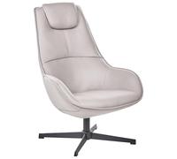 Beliani Fauteuil d'Appoint en Cuir PU Base Pivotante Ergonomique Dossier Haut Gris Clair Hauge