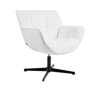 Beliani Fauteuil d'Appoint en Polyester Rembourré Siège Courbé Pivotant Blanc Auma