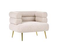Beliani Fauteuil d'Appoint en Tissu Pieds en Acier Doré Meuble de Salon Chambre Beige Bovik