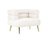 Beliani Fauteuil d'Appoint en Tissu Pieds en Acier Doré Meuble de Salon Chambre Blanc Cassé Bovik