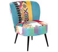 Beliani Fauteuil d'Appoint Moderne en Tissu Patchwork sans Accoudoirs Meuble de Salon Bleu Voss