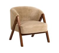 Beliani Fauteuil d'Appoint Moderne Pieds en Bois d'Hévéa Meuble de Salon Fausse Fourrure Beige Skei