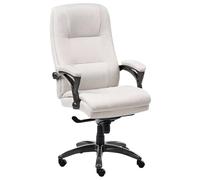 Beliani Fauteuil de Bureau en Lin Siège Inclinable Réglable en Hauteur Rembourrage Epais Beige Clair Magnus