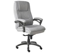 Beliani Fauteuil de Bureau en Lin Siège Inclinable Réglable en Hauteur Rembourrage Epais Gris Magnus