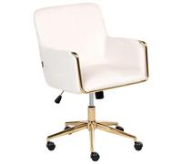 Beliani Fauteuil de Bureau en Velours Siège Inclinable Réglable Rembourrage Épais Blanc Cassé Altona