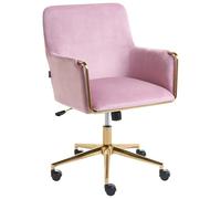 Beliani Fauteuil de Bureau en Velours Siège Inclinable Réglable Rembourrage Épais Rose Pastel Altona