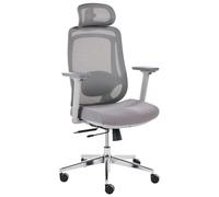 Beliani Fauteuil de Bureau Ergonomique Pivotant Dossier Inclinable en Maille Réglage Hauteur Appuie-tête et Accoudoirs Assise Coulissante Gris Olyra
