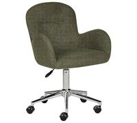 Beliani Fauteuil de Bureau Moderne Ajustable sur roulettes en Tissu Bouclé Vert Priddy