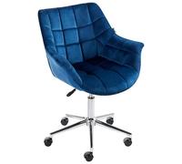 Beliani Fauteuil de Bureau Moderne Pivotant à Hauteur Réglable en Velours Bleu Marine Labelle