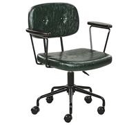 Beliani Fauteuil de Bureau Pivotant et Ajustable en Cuir PU Vert Foncé Algerita