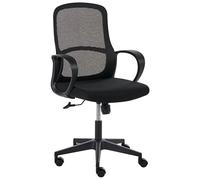 Beliani Fauteuil de Bureau Pivotant Moderne Dossier Inclinable Maille Assise en Tissu Réglage en Hauteur Accoudoirs Noir Senta