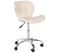 Beliani Fauteuil de Bureau Pivotant Réglable Base Argentée Siège en Cuir PU Beige Valetta
