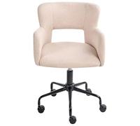 Beliani Fauteuil de Bureau Rétro Siège Ajustable Pivotant en Bouclé Beige Sanilac
