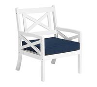 Beliani - Fauteuil de Jardin - en Bois d'Acacia, Blanc, Coussin Bleu Marine