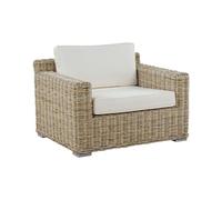 Beliani Fauteuil de Jardin en Rotin Marron avec Coussins Blanc Cassé pour Extérieur au Style Boho et Oriental