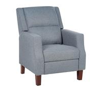 Beliani Fauteuil de Relaxation en Tissu Bleu et Bois d'Hévéa d'Eucalyptus et Contreplaqué Rembourré Egersund