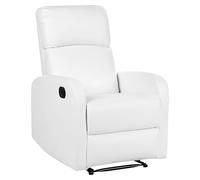 Beliani Fauteuil de Relaxation Inclinable en Cuir PU Blanc avec Port USB Idéal pour Soirée Télé et Cinéma à Domicile