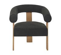 Beliani Fauteuil de Salon Rétro Pieds en Bois Marron Foncé Revêtement Rembourré Bouclé Noir Ilbro