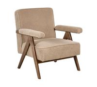Beliani Fauteuil de Salon Rétro Structure en Bois Bouclé Rembourré Beige Sable Evje
