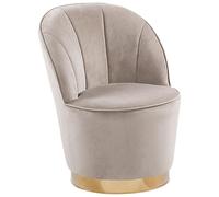 Beliani Fauteuil Design en Velours Beige Clair avec Assise Ronde et Pieds Dorés Idéal pour Salon Glamour et Chic Tendance