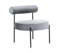 Beliani Fauteuil Design Gris en Velours sans Accoudoirs à Dossier en Tube Rembourré Alpha