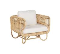 Beliani - Fauteuil - Dolcedo - en Rotin Naturel et Coton, Bois Clair et Beige