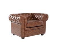 Beliani Fauteuil en Cuir PU Marron Dossier à Points Diamant Style Classique Chesterfield