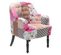 Beliani Fauteuil en Tissu Patchwork Multicolore Rembourré Epais 2 Pieds Différents Mandal