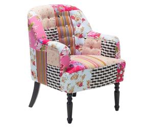 Beliani Fauteuil en Tissu Patchwork Multicolore Rembourré Epais 2 Pieds Différents Mandal