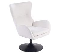Beliani Fauteuil en Tissu Pivotant à 360° Pied Massif en Fer Noir Coussin d'Assise Blanc Cassé Vigge