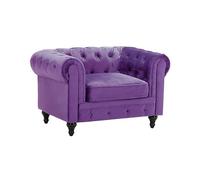 Beliani Fauteuil en Velours Violet Dossier à Points Diamant Style Classique Chesterfield