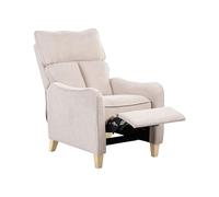 Beliani Fauteuil Inclinable Beige Clair Tissu Unicolore en Repose-Pieds