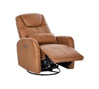 Beliani Fauteuil Inclinable Électrique en Simili Cuir Pivotant avec Port USB Salon Marron Kronos