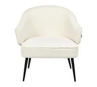 Beliani Fauteuil Industriel en Bouclé Rembourré Pieds Noirs avec Accoudoirs Blanc Cassé Kayla