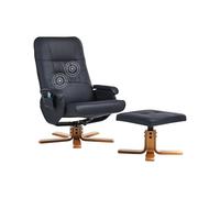 Beliani Fauteuil Massant avec Fonction Chauffage et Repose-Pied en Cuir PU Noir Relaxpro
