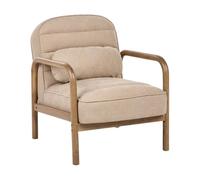 Beliani Fauteuil Milieu du Siècle en Tissu Structure en Bois Beige Agger