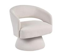 Beliani Fauteuil Minimaliste Scandinave en Tissu Rembourré Forme Incurvé Pivotant à 360° Blanc Cassé Eidal