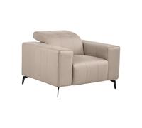 Beliani Fauteuil Moderne en Cuir PU Pieds en Métal Appuie-Tête Réglable Taupe Ommel