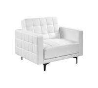 Beliani Fauteuil Moderne en Cuir PU Similicuir Inclinable Lit de Repos Capitonné Pieds Noirs Blanc Aberdeen