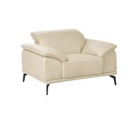 Beliani Fauteuil Moderne en Simili Cuir Écologique avec Appuie-tête Réglable et Pieds Métalliques Beige Vejen