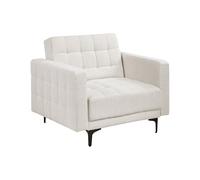 Beliani Fauteuil Moderne en Tissu Capitonné Inclinable Pieds Noirs avec Accoudoirs Blanc Cassé Aberdeen