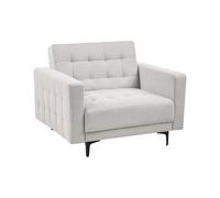 Beliani Fauteuil Moderne en Tissu Capitonné Inclinable Pieds Noirs avec Accoudoirs Gris Clair Aberdeen