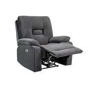 Beliani Fauteuil Moderne en Velours Electrique Dossier et Repose-Pieds Inclinable Gris Foncé Bergen