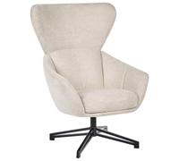 Beliani Fauteuil Moderne Milieu du Siècle Assise Baquet à Accoudoirs Dossier Haut Pivotant Beige Clair Dalen