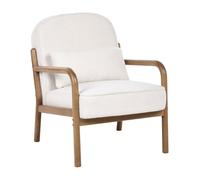 Beliani Fauteuil Moderne Milieu du Siècle en Bouclé Structure en Bois Blanc Cassé Selde
