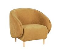 Beliani Fauteuil Moderne Salon Rétro à Dossier Bas en Tissu Jaune Moutarde Umea