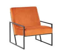 Beliani Fauteuil Orange Velours Industriel Moderne Glam Cadre