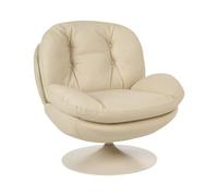 Beliani Fauteuil Pivotant Beige Cuir PU Unicolore Vintage Assise