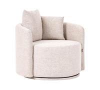Beliani Fauteuil Pivotant en Tissu avec 2 Coussins Dossier Arrondi Beige Ennora